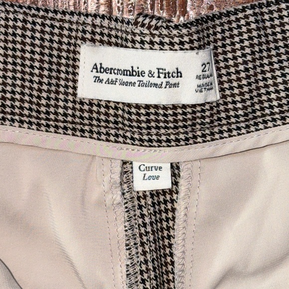 Abercrombie Curve Love A&F Sloane Tailored Wide Leg Pant, Brown Herringbone, 27 - Picture 4 of 10